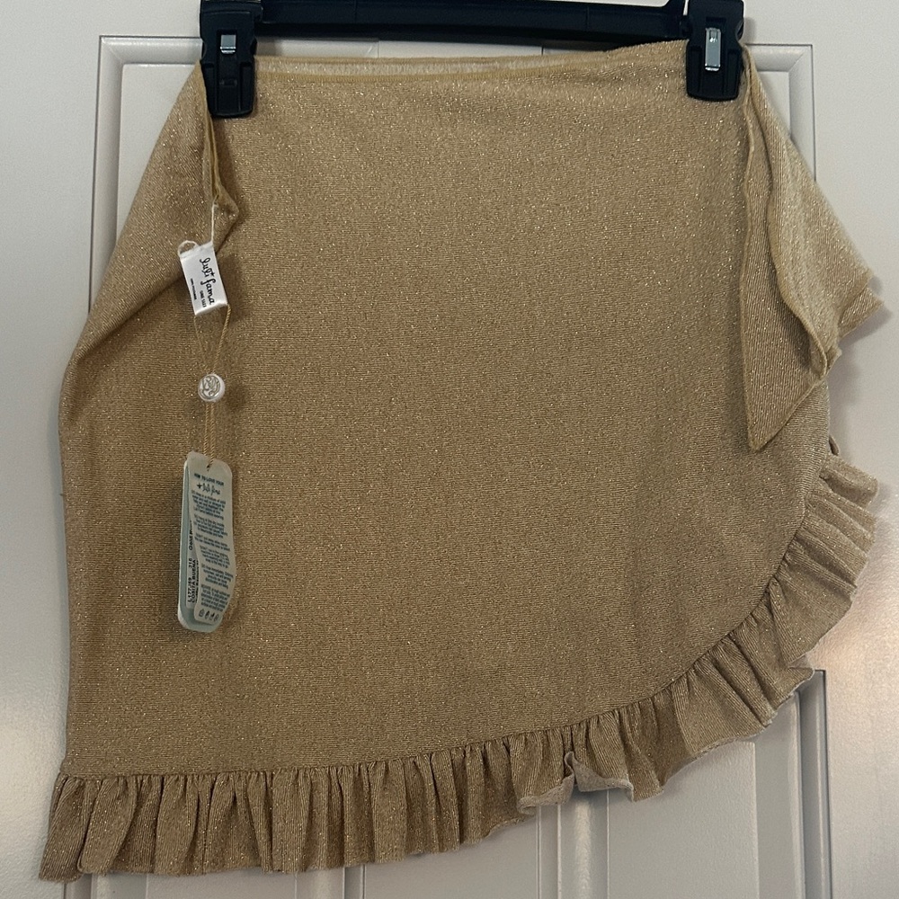 Luli Fama Asymmetrical Gold Skirt
